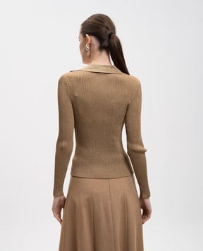 Max Mara Коричневый пуловер ONDATA в рубчик с люрексом ONDATA