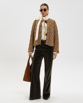 La DoubleJ Зелені оксамитові штани кльош TRO0140VEL011SOLID