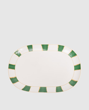 Geminiano Cozzi 1765 Біле порцелянове овальне блюдо Striche Verdi e Oro LGCFL20459036