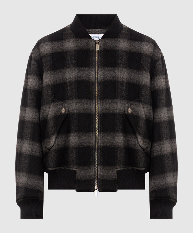Off-White Черный бомбер с шерстью в клетку 44MEH05XF26F002