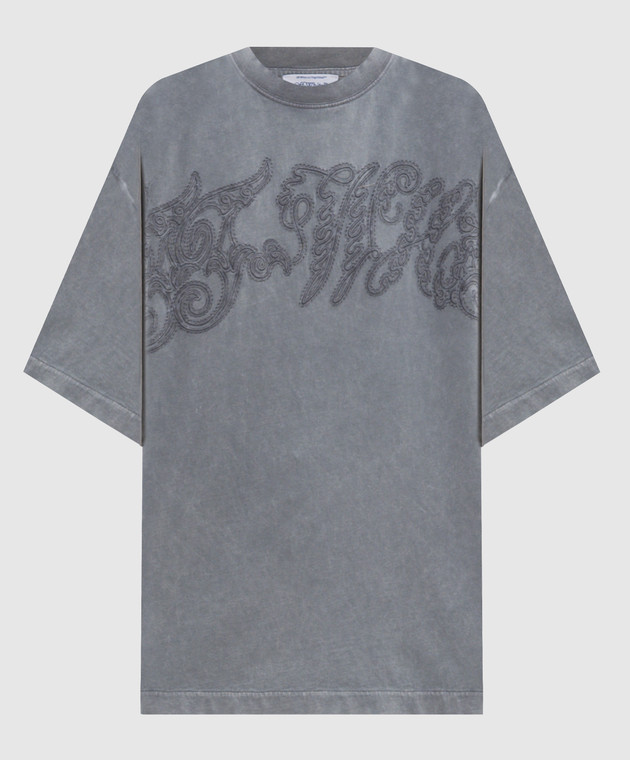 Off-White Сіра футболка з вишивкою логотипа 2FA00429T