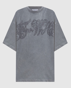 Off-White Сіра футболка з вишивкою логотипа 2FA00429T