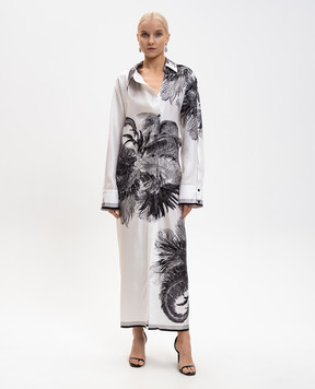 The Attico Белое платье-рубашка из шелка в принт 260WCW00257SSS028PR