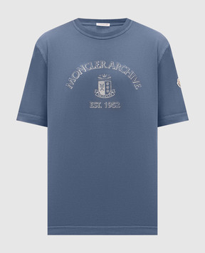 Moncler Синя футболка з принтом логотипа L10918C0001389BAL