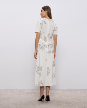 Victoria Beckham Біла сукня міді в квітковий принт 1126WDR007038B