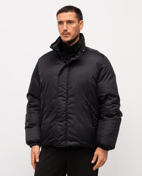 Alexander McQueen Черный пуховик в брендовый узор Skull 843522QRACA