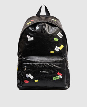 Balenciaga Чорний шкіряний рюкзак Explorer в принт 5032212AB53