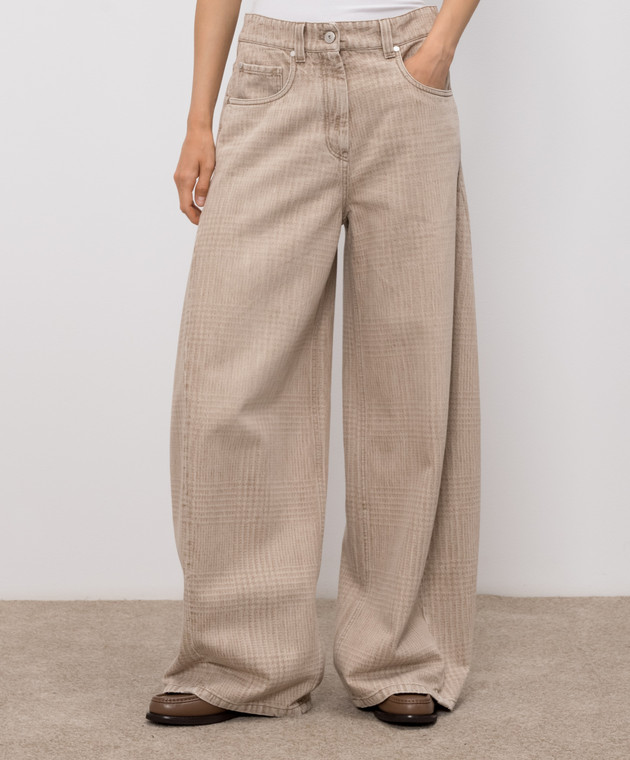 Brunello Cucinelli Бежевые джинсы в клетку MP95PP4059 изображение 3
