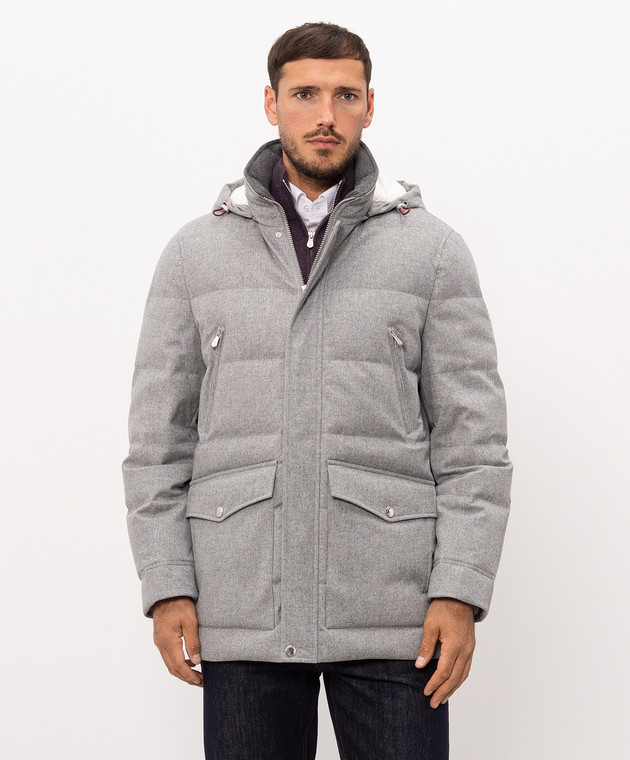Brunello Cucinelli Серая пуховая куртка из шерсти MM4701823 изображение 3