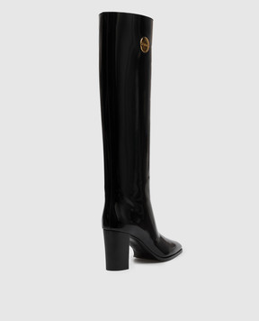 Saint Laurent Чорні шкіряні глянцеві чоботи Marilyn A001EUAAAZY