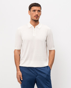 Cashmere&Whiskey Поло кольору айворі з шовком M54251031