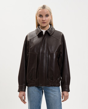 Babe Pay Pls Коричневая кожаная куртка с драпировкой 2533AMAZON