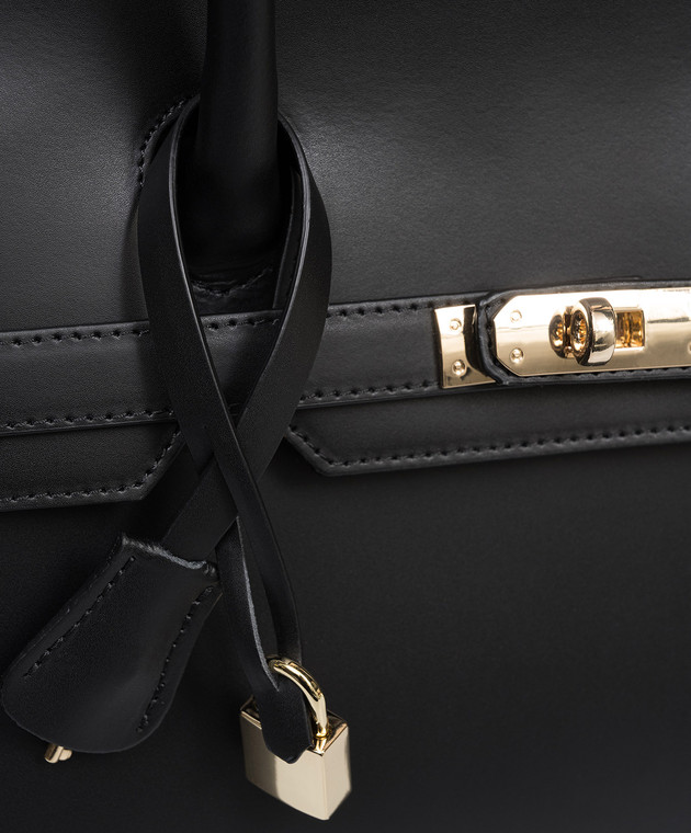 Gianni Notaro Черная кожаная сумка-сетчел 253RUGAORO изображение 4