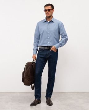 Stefano Ricci Блакитна сорочка в клітинку MC003678L2420