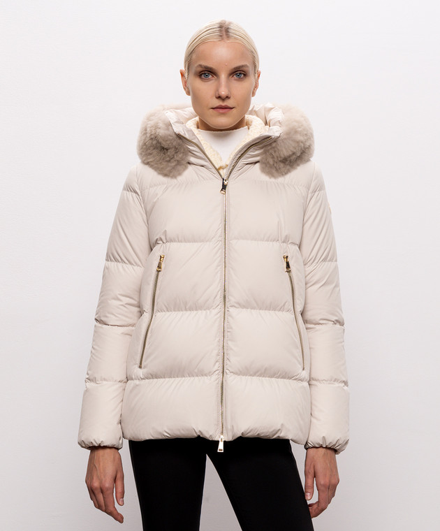 Moncler Бежевий пуховик Laichefur з хутром L20931A0016454AQE зображення 3