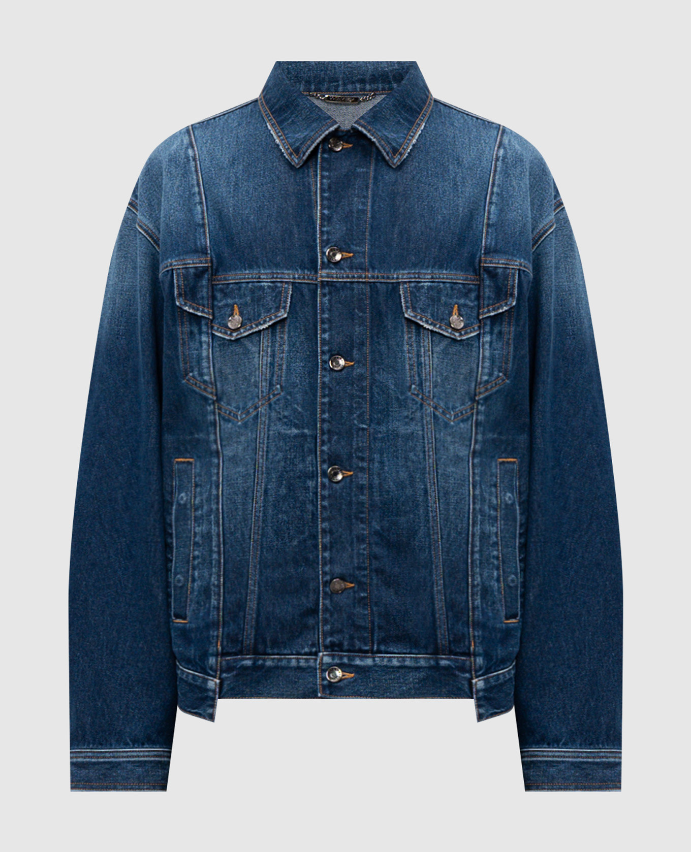 

Синяя джинсовая куртка с нашивкой логотипа, Синий, Джинсовые куртки