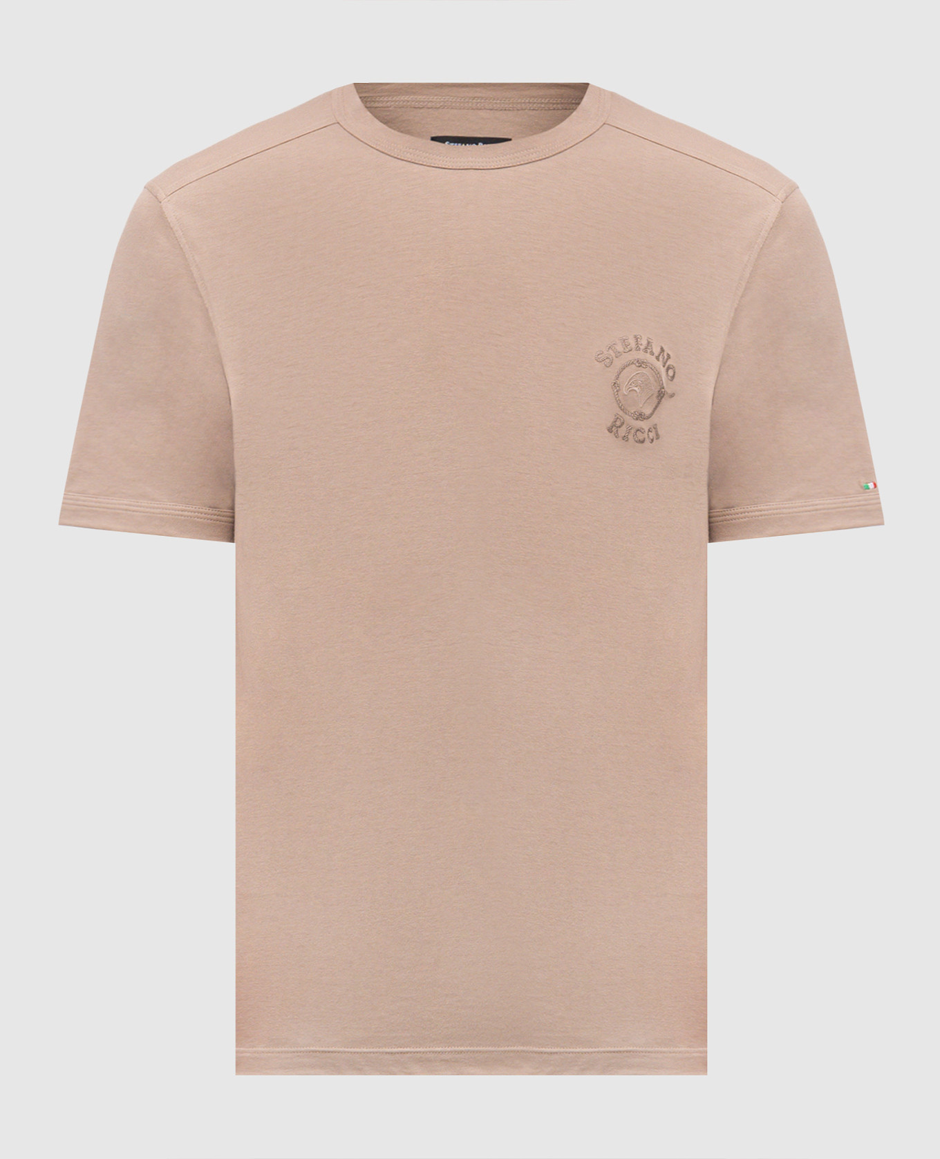 Коричневая футболка с вышивкой логотипа