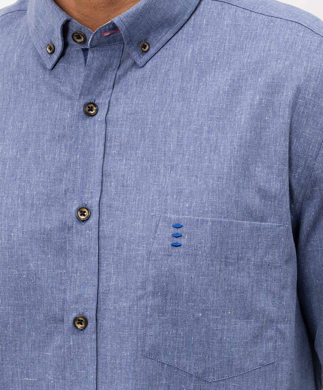 Florentino Синяя рубашка с леном 126728614804 изображение 5