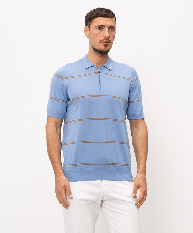 Cashmere&Whiskey Блакитне поло в смужку MB235Z зображення 3