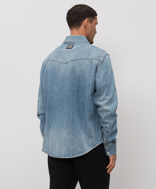 Dolce&Gabbana Синя джинсова сорочка з проріхами G5OD5DG8OJ3 зображення 4