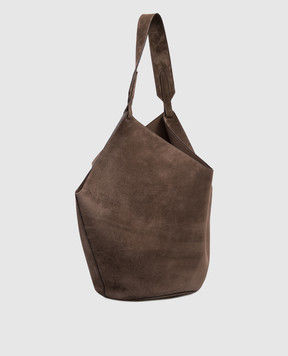 Khaite Коричневая замшевая сумка Lotus с логотипом HAITEBAG