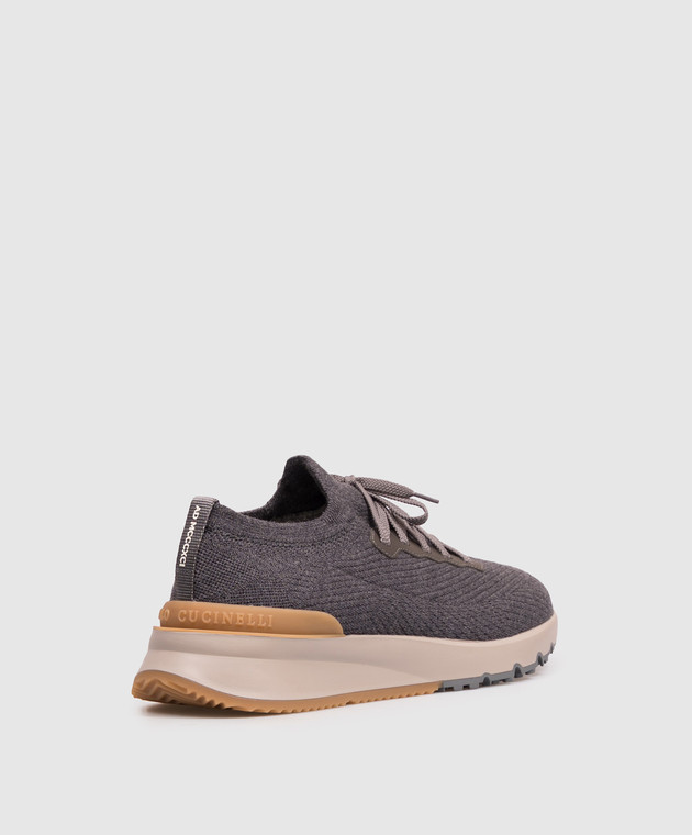 Brunello Cucinelli Серые утепленные кроссовки из шерсти MZUWLBO253 изображение 3