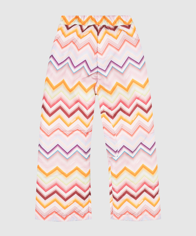 Missoni Детские розовые горнолыжные брюки в брендовый принт MZ6A70N0443 изображение 2