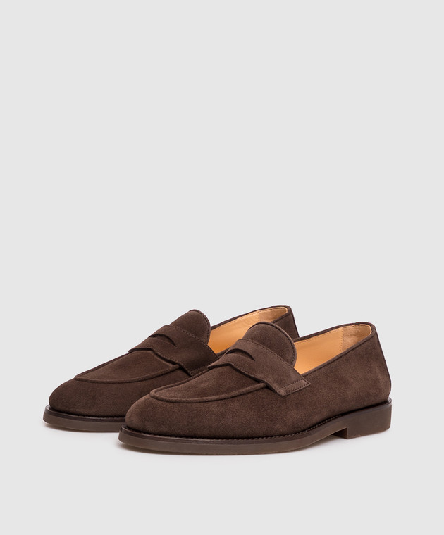 Brunello Cucinelli Коричневые замшевые лоферы MZUSOLE670 изображение 2