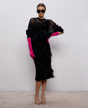 The Attico Чорний ажурний светр з вовною та пір'ям страуса 260WCK00132KMX002FS