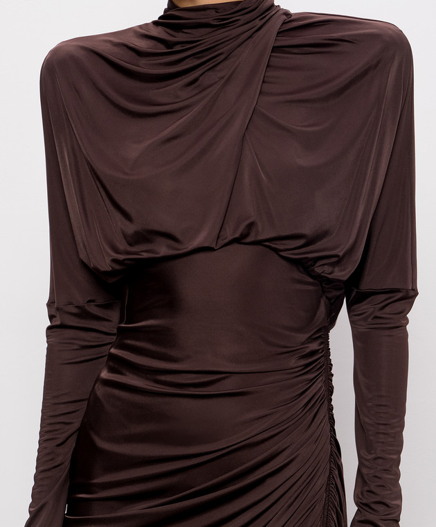 Balmain Коричнева сукня максі з драпіруванням DR0000000082 зображення 4