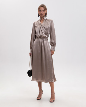 Kiton Бежева сукня на запах із шовку D62319K0584I