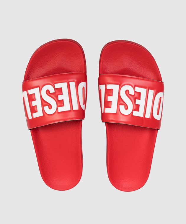 Diesel Дитячі червоні слайдери з тисненням логотипа BC1084KF0193640 зображення 4