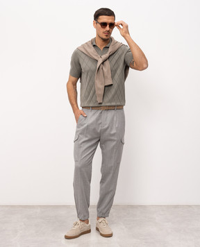 Brunello Cucinelli Зелене поло в геометричний візерунок M29806505P