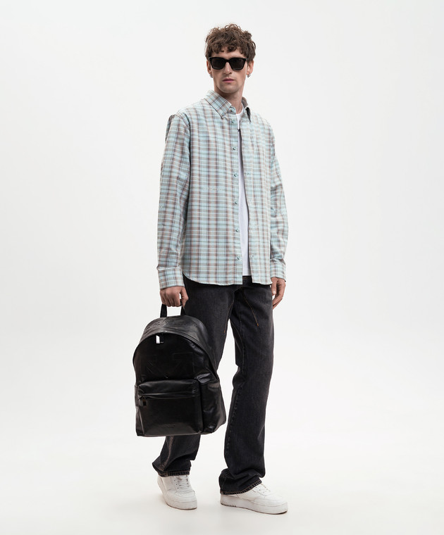 Off-White Блакитна сорочка у візерунок з вишивкою логотипа 44XGE04MS26F001 зображення 2