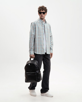 Off-White Блакитна сорочка у візерунок з вишивкою логотипа 44XGE04MS26F001