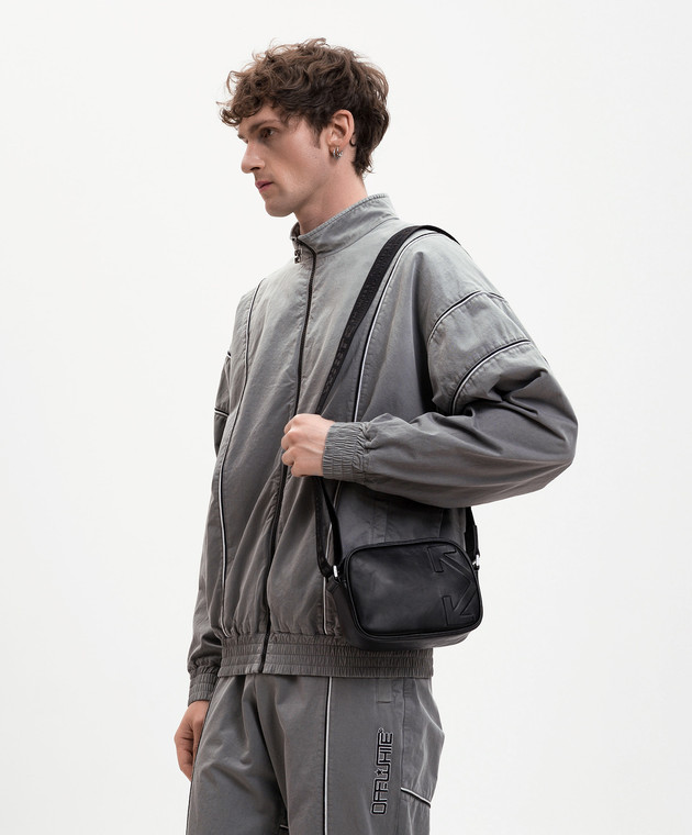 Off-White Чорна шкіряна сумка з тисненням логотипа OMNQ09ES26LEA001 зображення 2