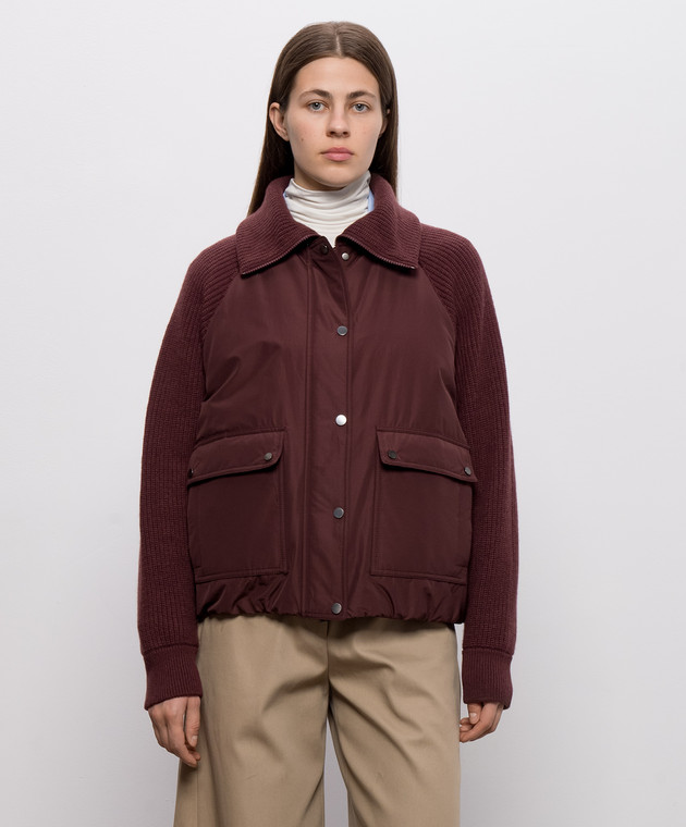 Brunello Cucinelli Бордовая пуховая куртка с шерстью и кашемиром MH5257294P изображение 3