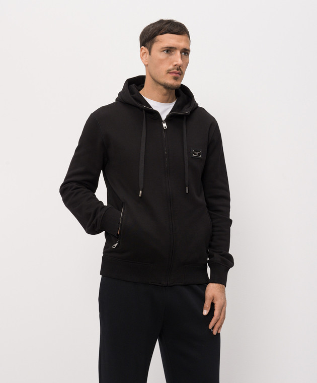 Dolce&Gabbana Чорна спортивна куртка з гравіюванням логотипа G9ABITG7P1C зображення 2