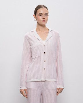 Allude Розовая пижамная рубашка из шерсти и кашемира в полоску 25517750