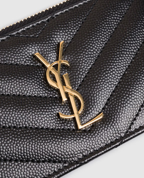 Saint Laurent Черный кожаный картхолдер Cassandre 607915BOW01