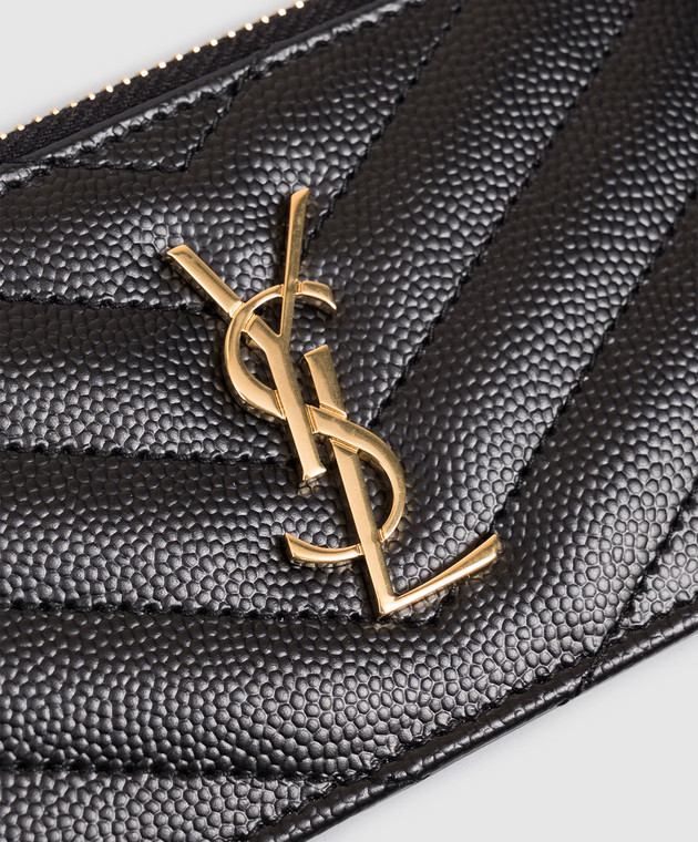 Saint Laurent Черный кожаный картхолдер Cassandre 607915BOW01 изображение 3