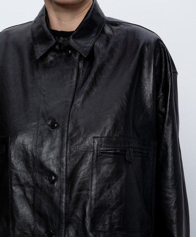 Ermanno Scervino Чорна шкіряна сорочка D482I750IHK зображення 5