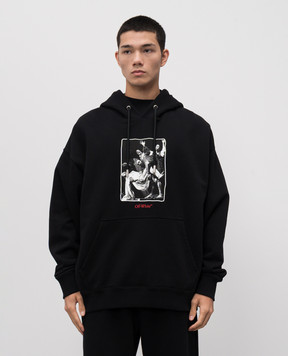 Off-White Чорне худі Cards Painting 44MBB085F5F00Z