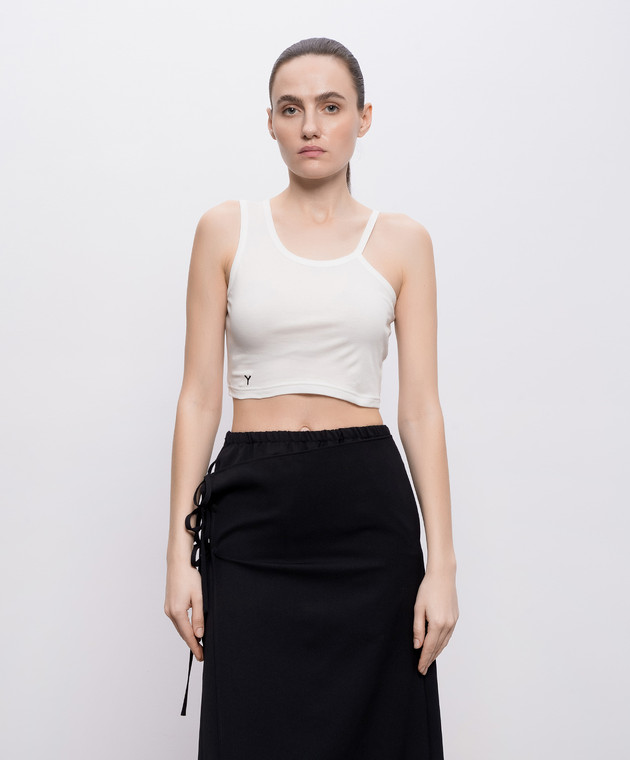 Y`S Yamamoto Білий топ з вишивкою монограми YKT01060 зображення 3