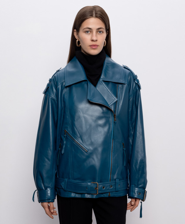 Balmain Синя шкіряна косуха HF1TD225LE35 зображення 3