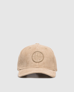 Stone Island Дитяча бежева вельветова кепка з логотипом K2S169100003S0230