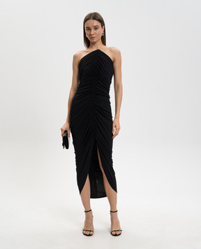 Alexander Wang Черное платье миди с драпировкой 1CC1266893