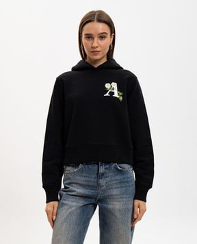 Palm Angels s Чорне худі з квітковим принтом логотипа PWBB022G20FLE005