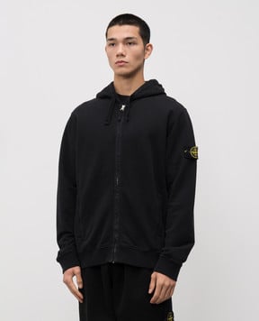 Stone Island Чорна спортивна куртка з патчем логотипа K2S156100067S0A20
