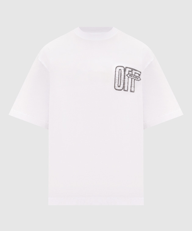 Off-White Белая футболка с принтом эмблемы 44MAA120F26J00Y